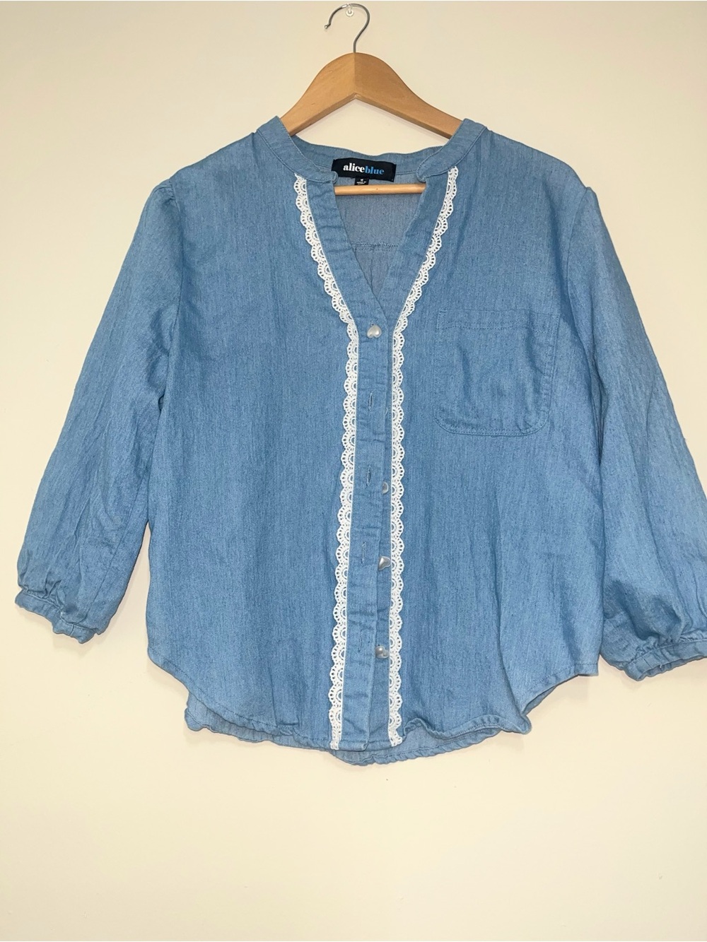 Denim button down with heart buttons